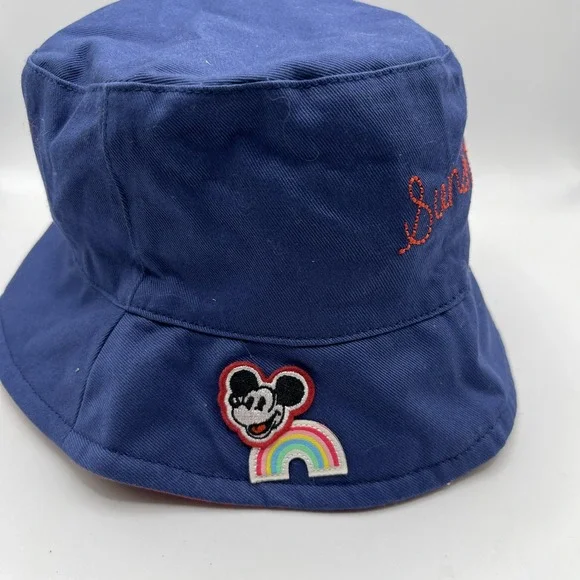 Disney Mickey Mouse Toddler Navy Sunshine Rainbow Beach Bucket Hat - Picture 2 of 4